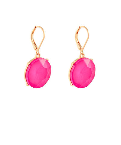 Neon Fuchsia Round Glass Stone Dangles