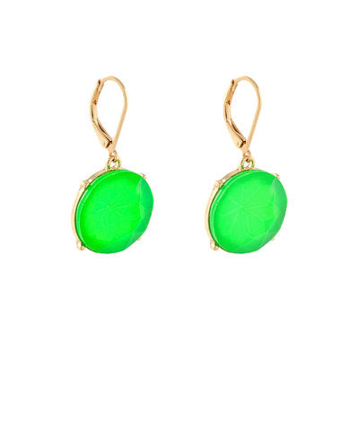Neon Green Round Glass Stone Dangles