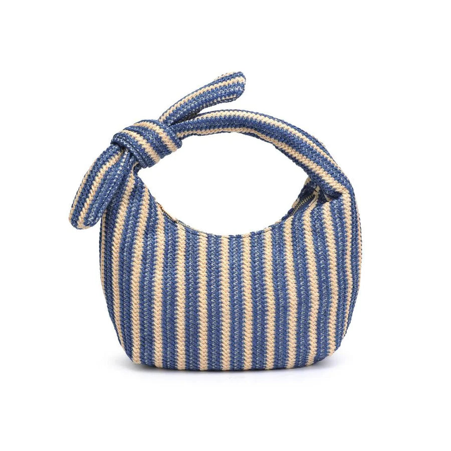 Navy Striped Clutch Bag