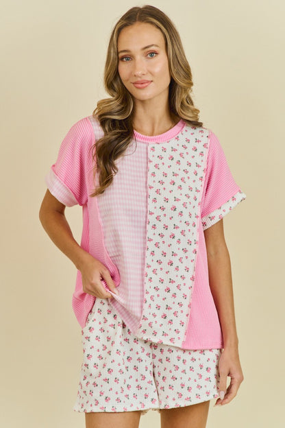 Pink Gingham Blossoms Set