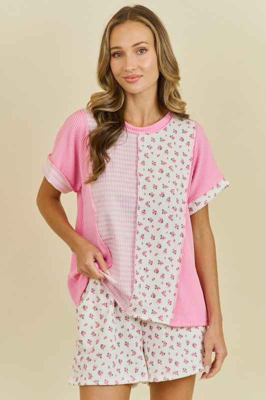 Pink Gingham Blossoms Set