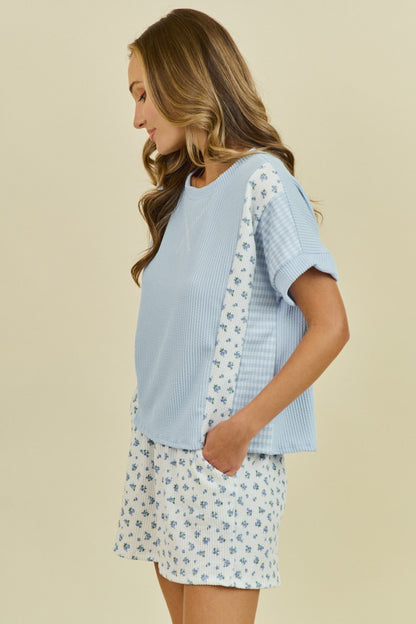 Light Blue Gingham In Bloom Set