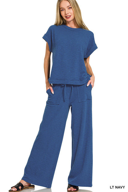 Light Navy Short Sleeve Top & Pants Set
