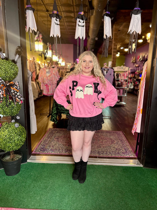 Tweed & Sequin SPOOKY Ghost Sweatshirt
