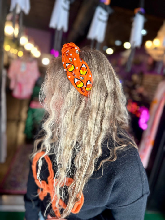 Candy Corn Top Knot Headband