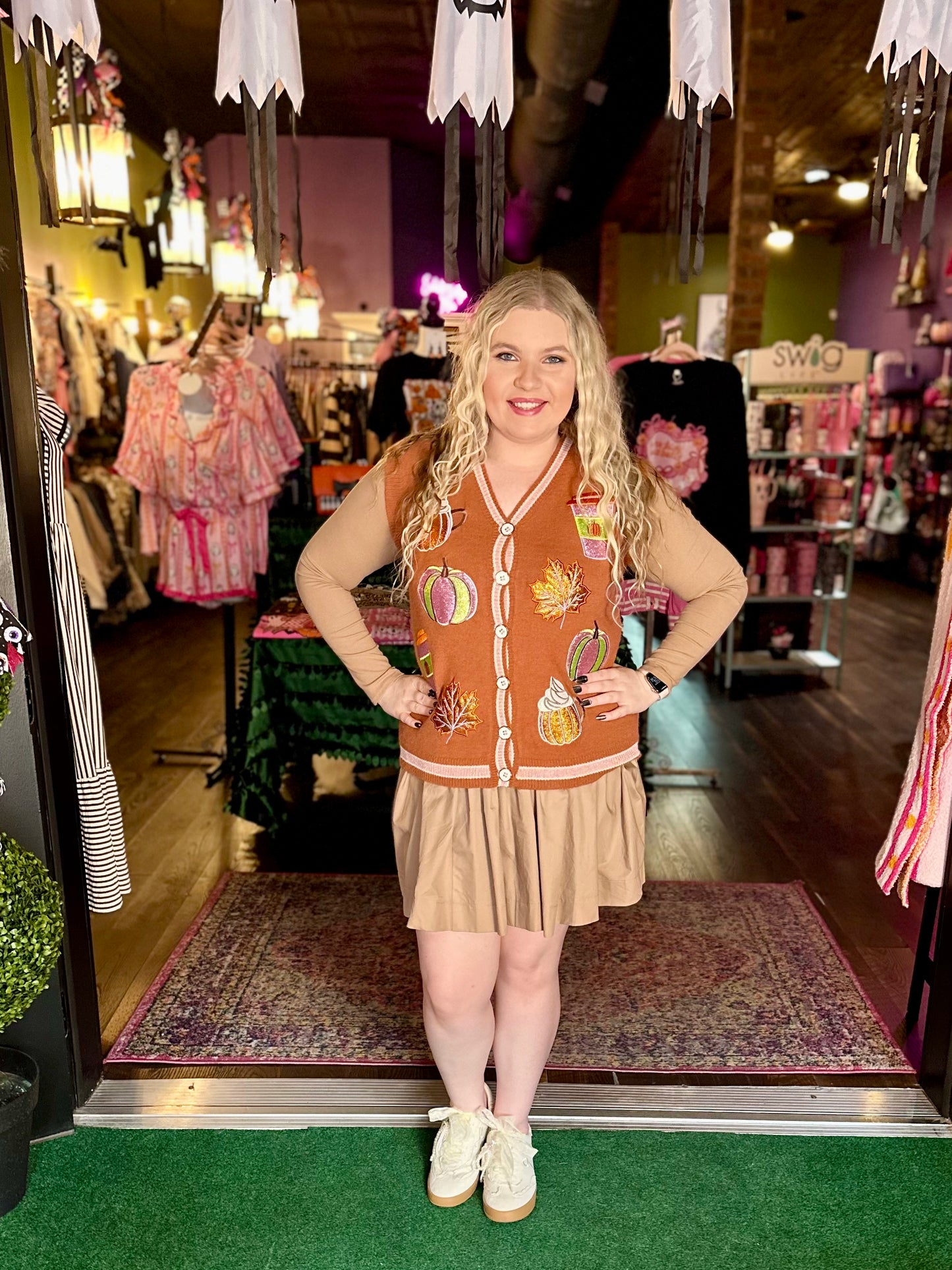 Glittery Fall Elements Sweater Vest