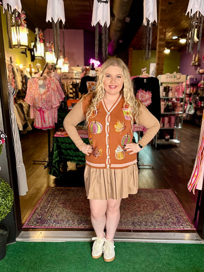 Glittery Fall Elements Sweater Vest