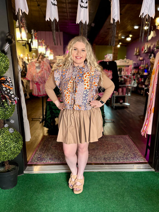 Marigold Breeze Floral Patchwork Quilted Vest