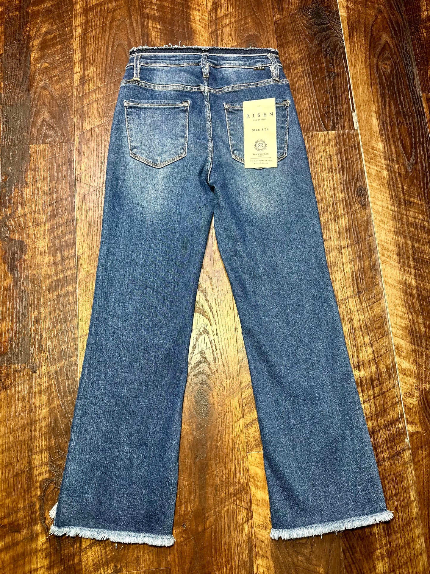 Risen Dark Wash High Rise Crop Flare Jeans