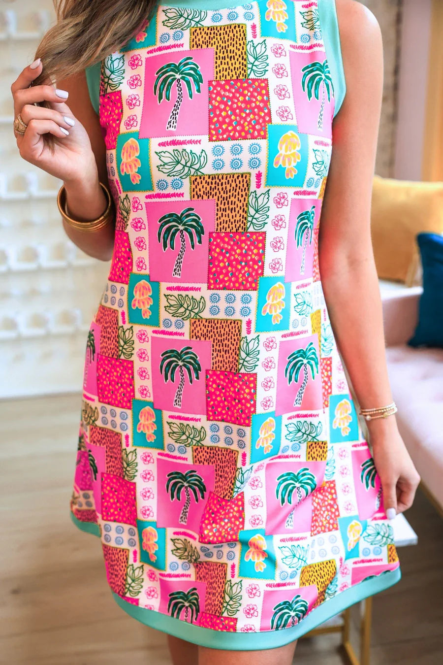 Tropical Patchwork “Lucy” Tank Dress