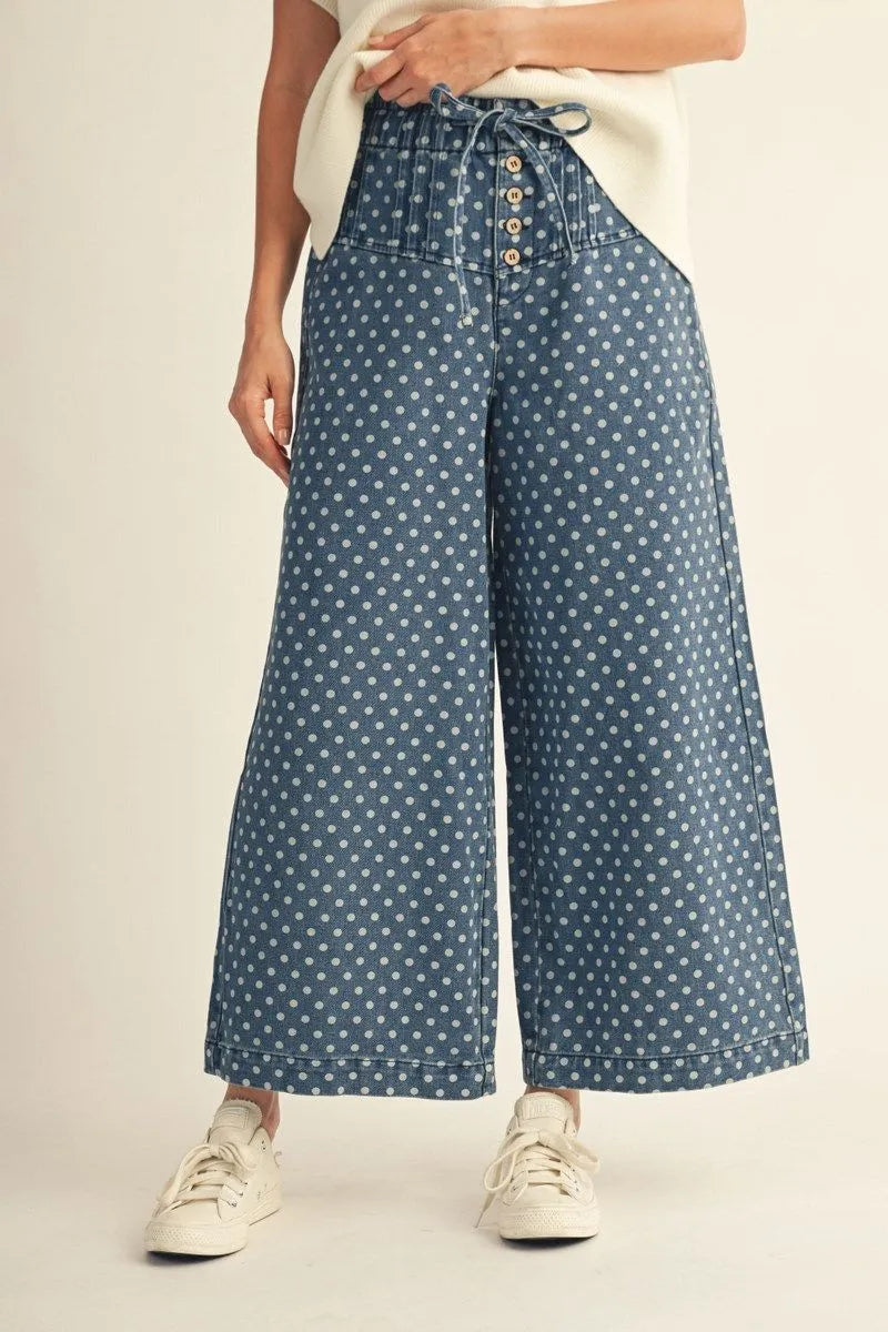 Dotted Denim Darling Pants