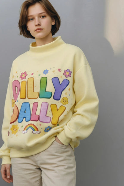 Dilly Dally Reversible Mockneck Sweatshirt