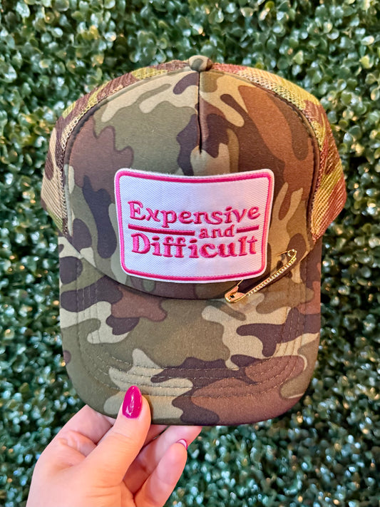 Expensive and Difficult Camo Trucker Hat