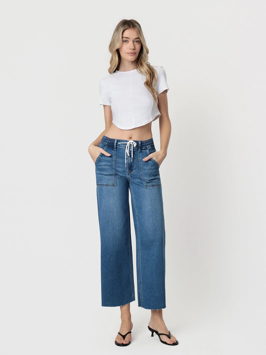 Vervet Enviably High Rise Wide Leg Jeans