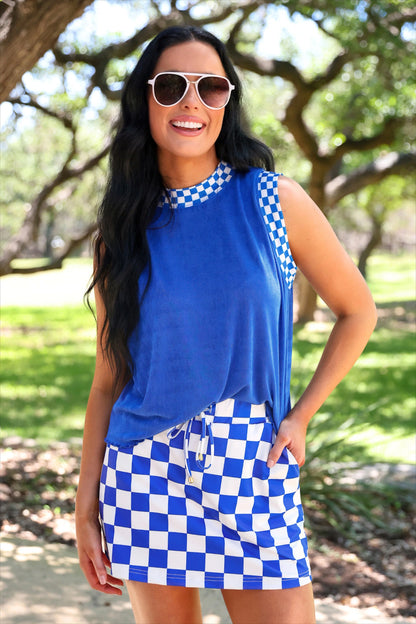 Let’s Go! Checkered Skort - Blue
