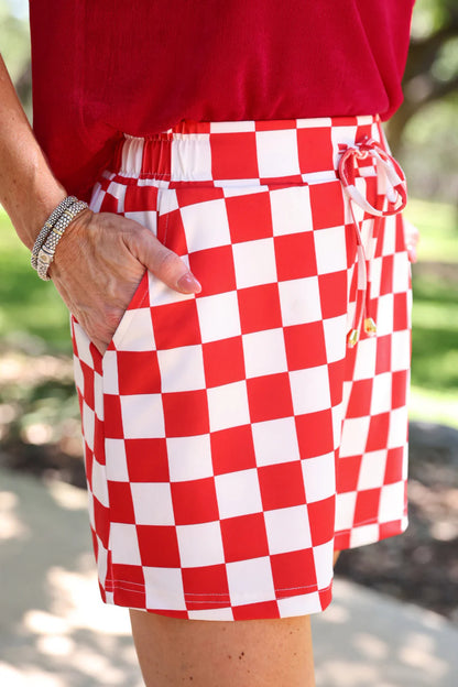 Let’s Go! Checkered Skort - Red