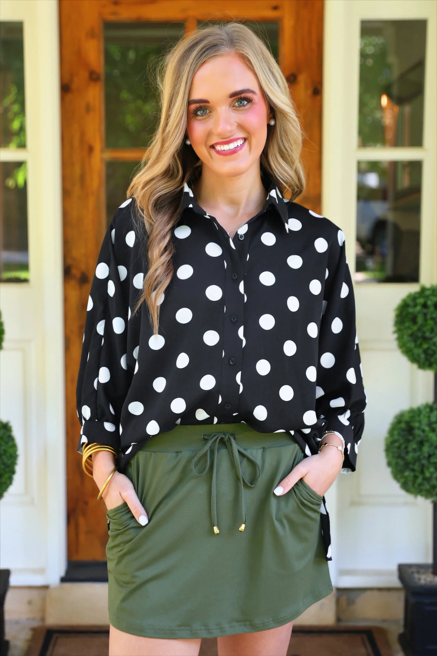After Dark Polka Dot Button-Up