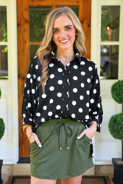 After Dark Polka Dot Button-Up