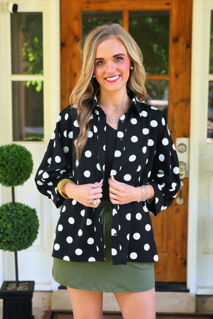 After Dark Polka Dot Button-Up