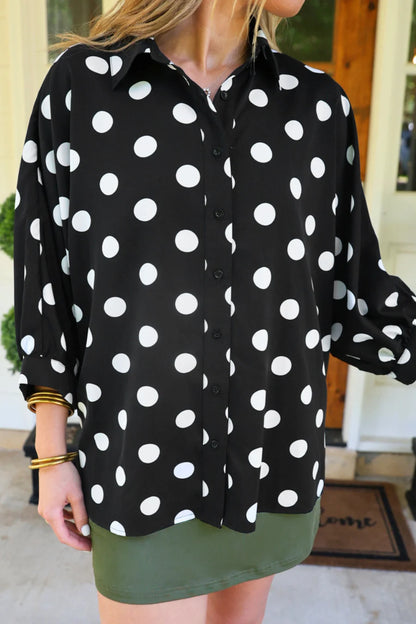 After Dark Polka Dot Button-Up