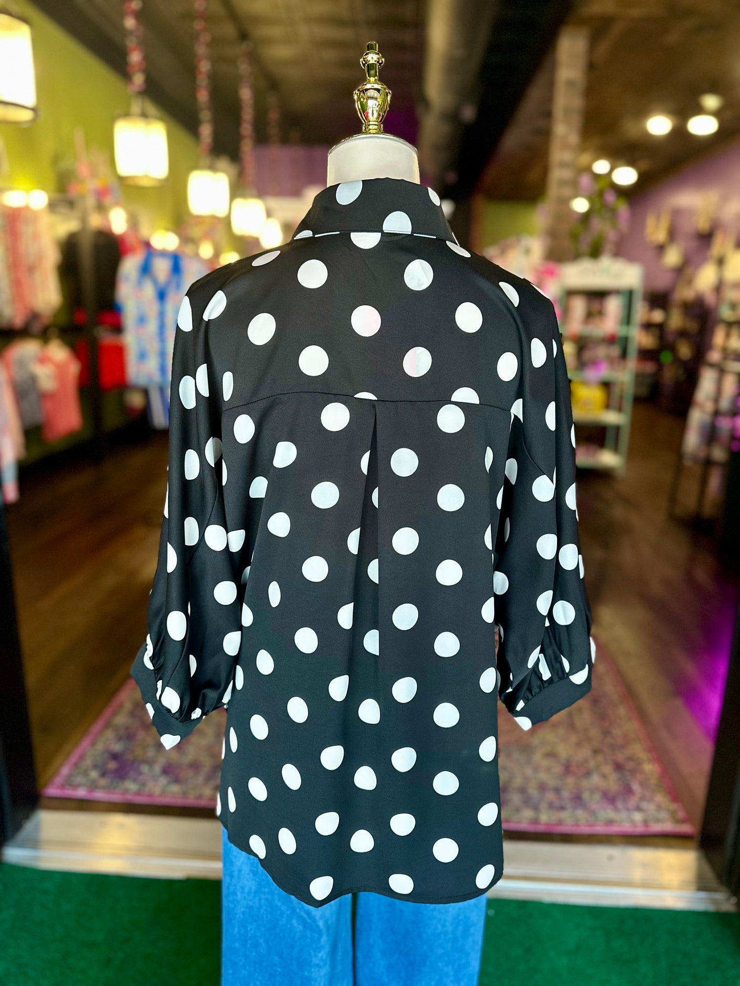 After Dark Polka Dot Button-Up