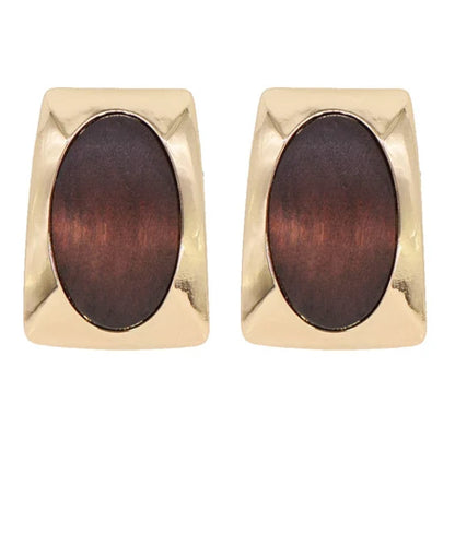 Wood & Gold Frame Earrings