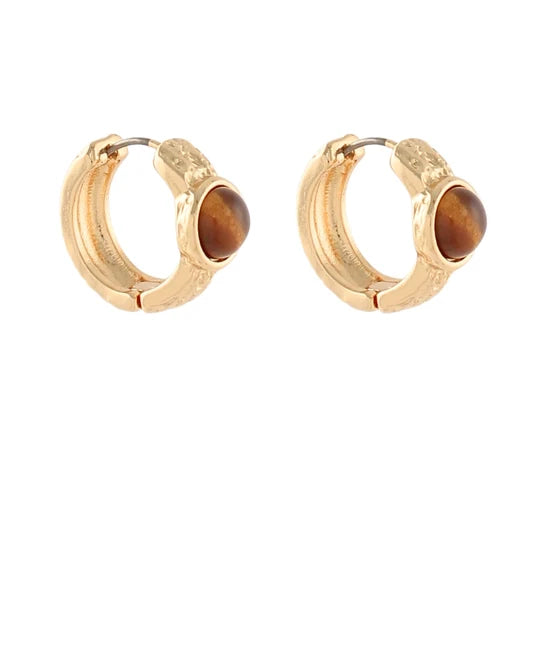 Accented Dome Stone Hoops