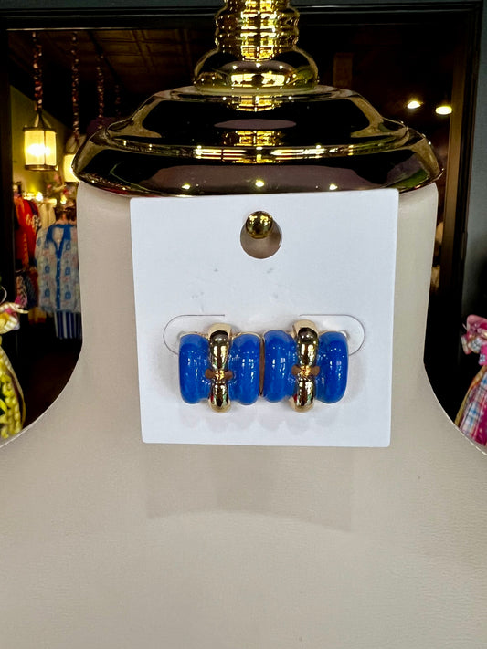 Blue & Gold Geometric Earrings