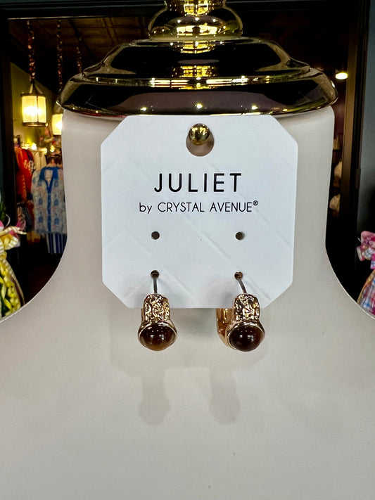 Accented Dome Stone Hoops