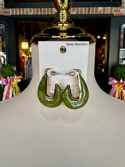 Olive Teardrop Hoops