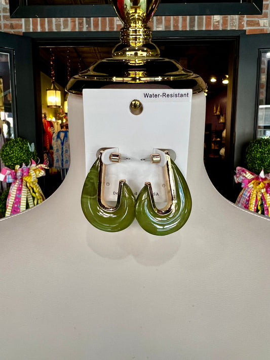 Olive Teardrop Hoops