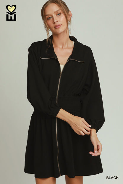 Golden Hour Black Zip Dress
