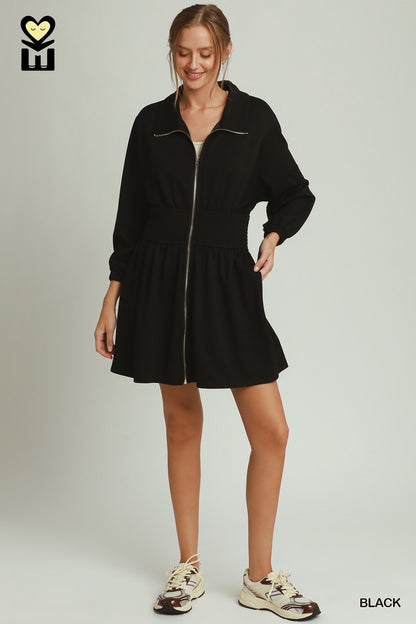Golden Hour Black Zip Dress