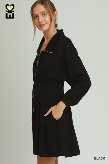 Golden Hour Black Zip Dress