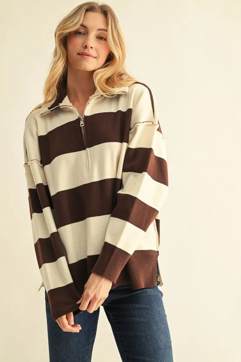 Coffee Run Quarter-zip sweater