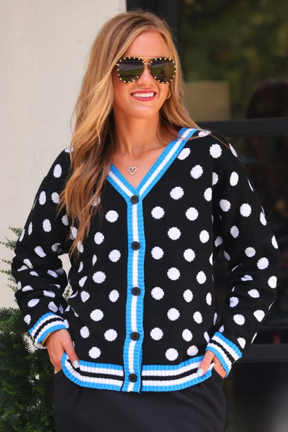 Polka Dot Knit Cardigan