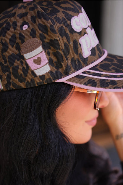 “ Coffee Please ” Leopard Print Hat
