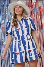 Load image into Gallery viewer, Striped martini romper
