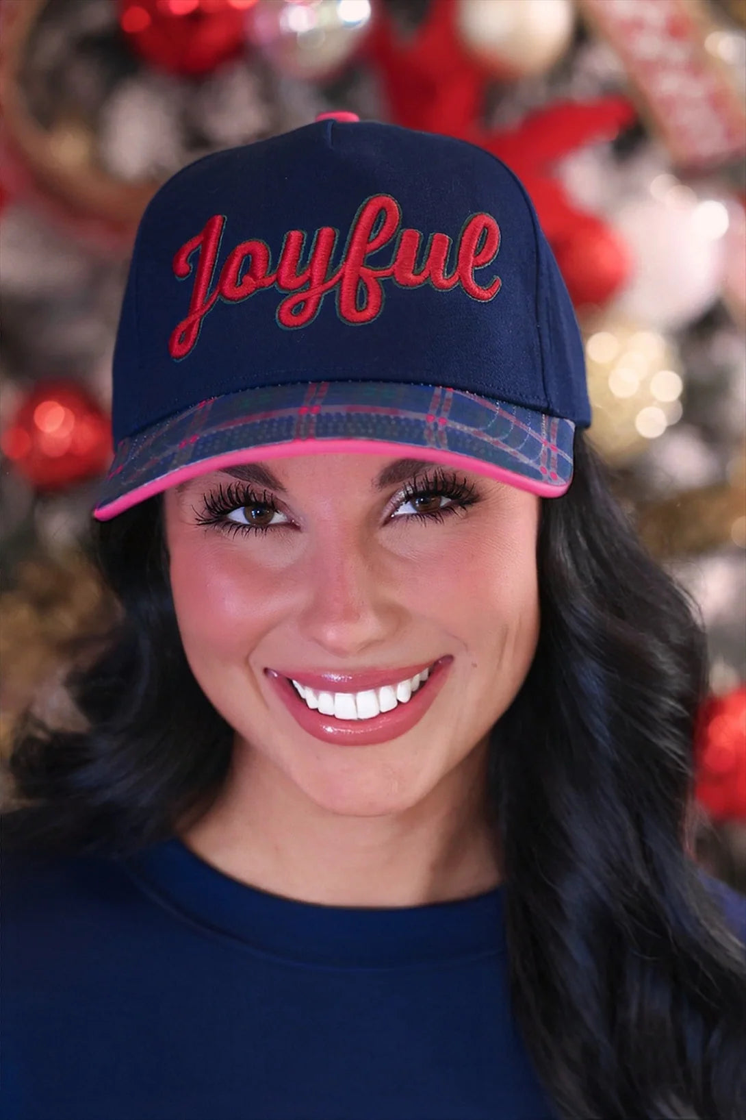 Joyful Plaid Christmas Hat