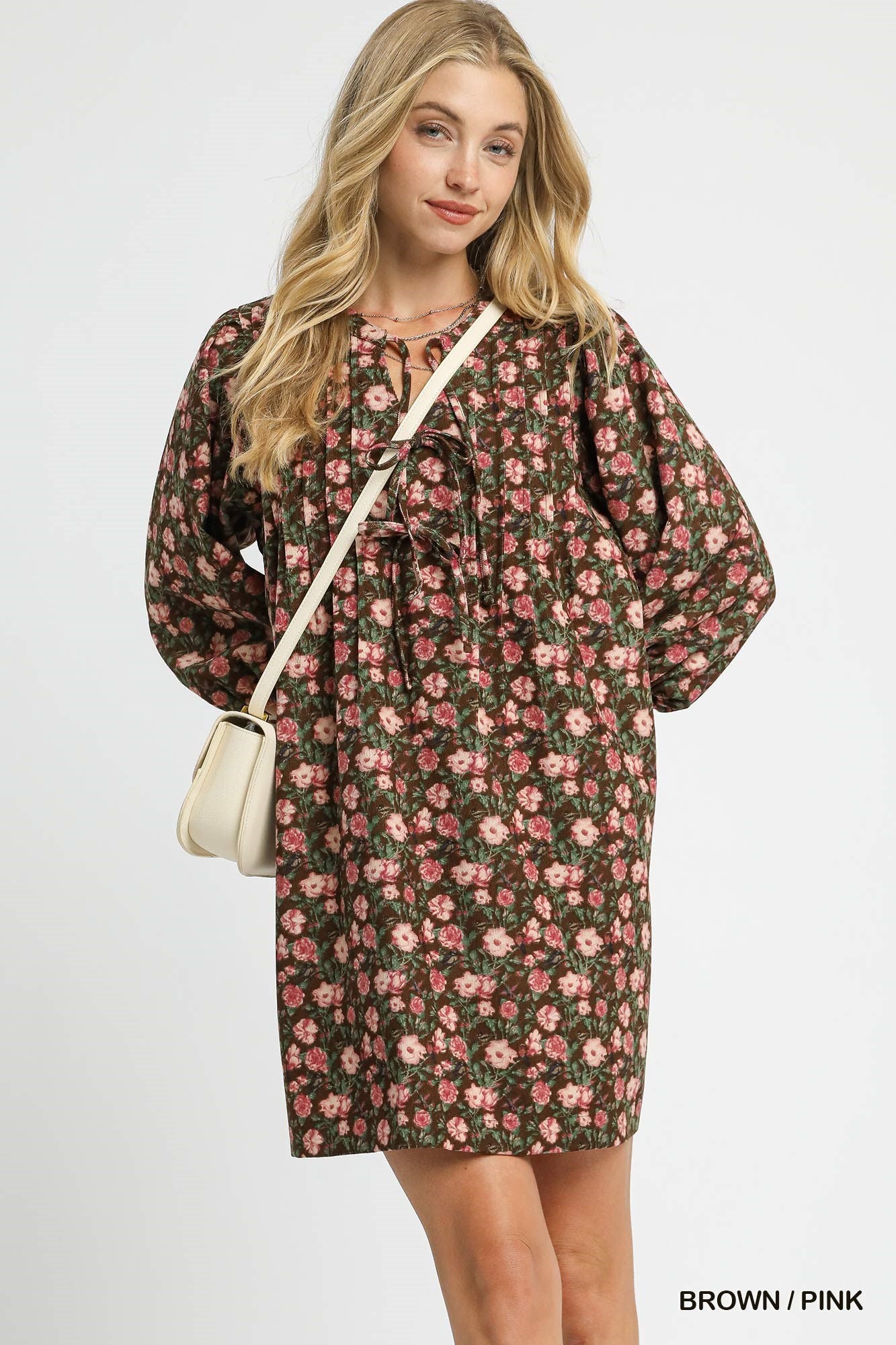 Brown Floral Babydoll Dress