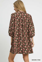 Load image into Gallery viewer, Brown Floral Babydoll Dress
