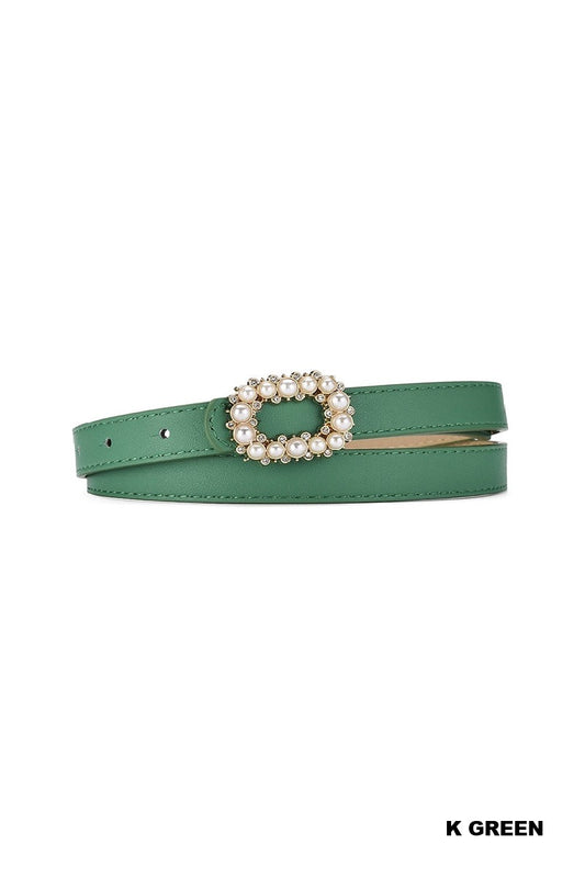 Kelly Green Pearl Buckle Belt