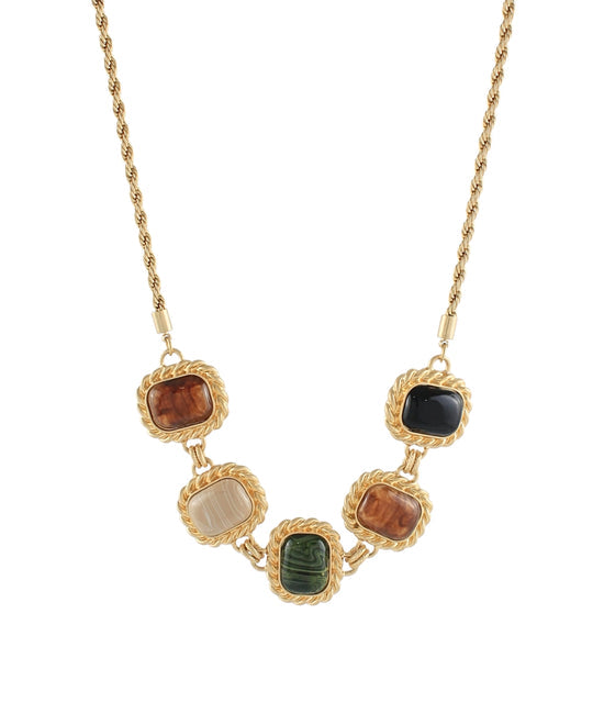 Framed Square Stone Necklace