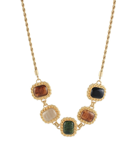 Framed Square Stone Necklace