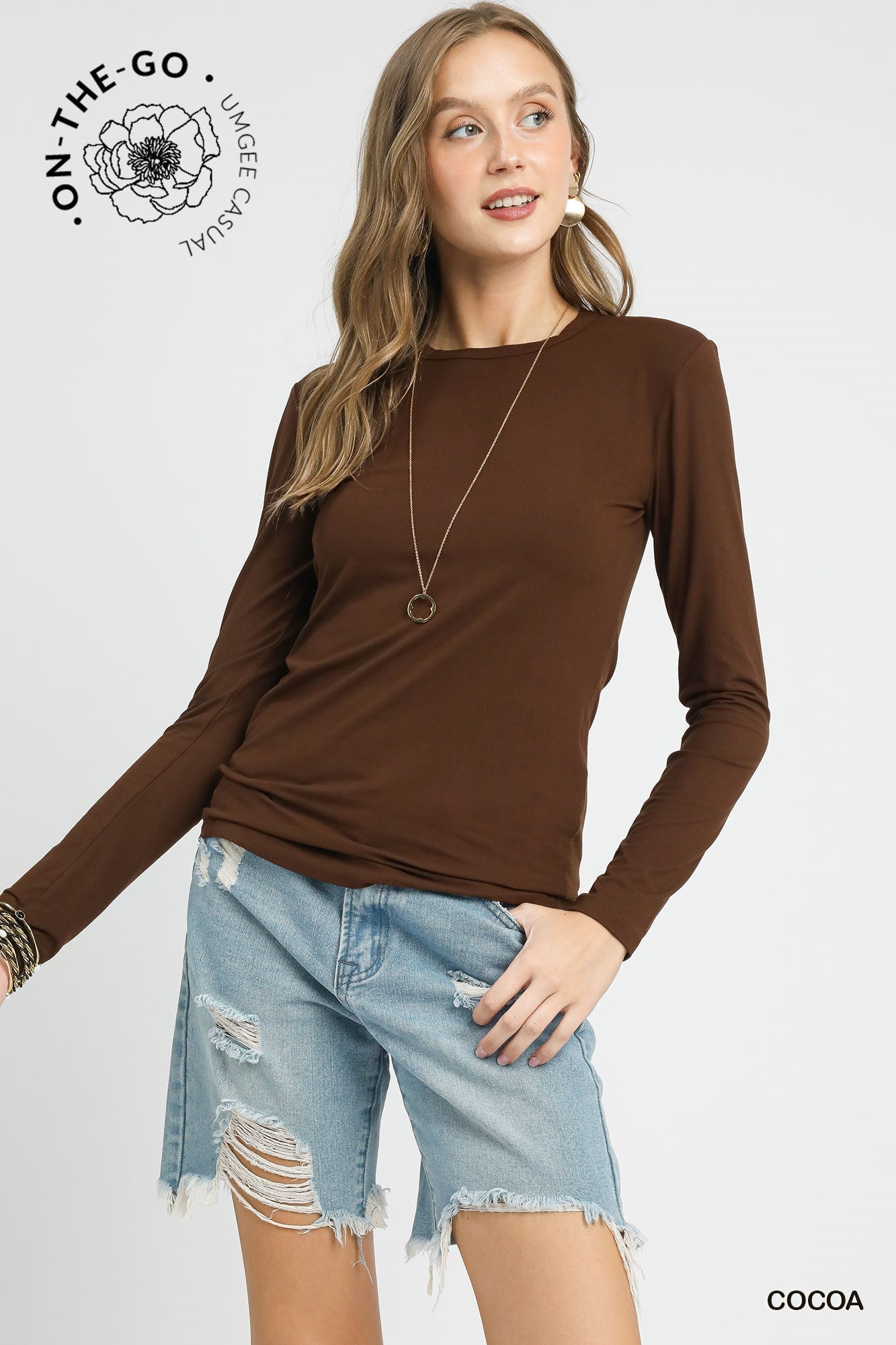Cocoa Long Sleeve Crew Neck Top