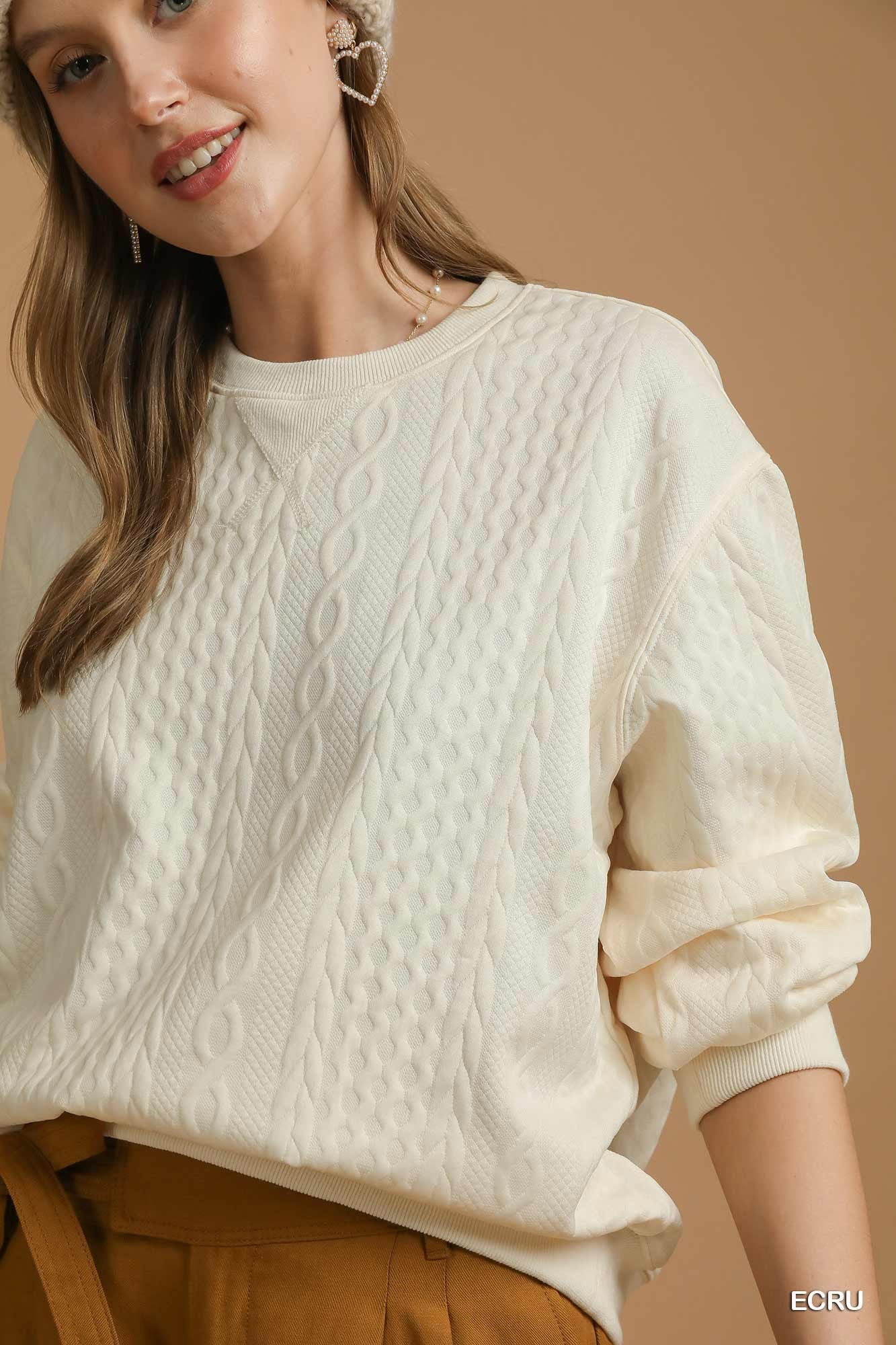 Ecru Cable Knit Pullover