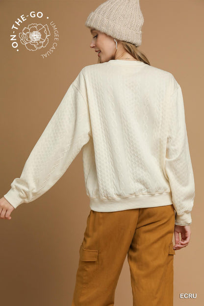 Ecru Cable Knit Pullover