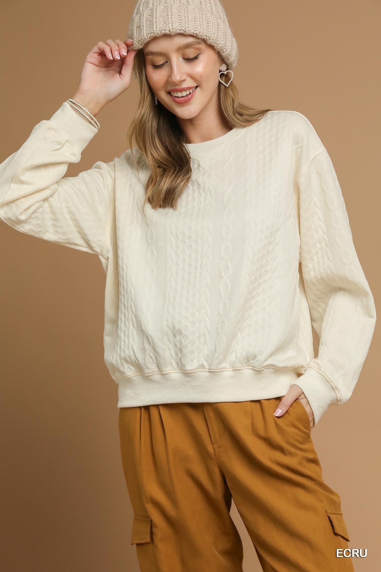 Ecru Cable Knit Pullover