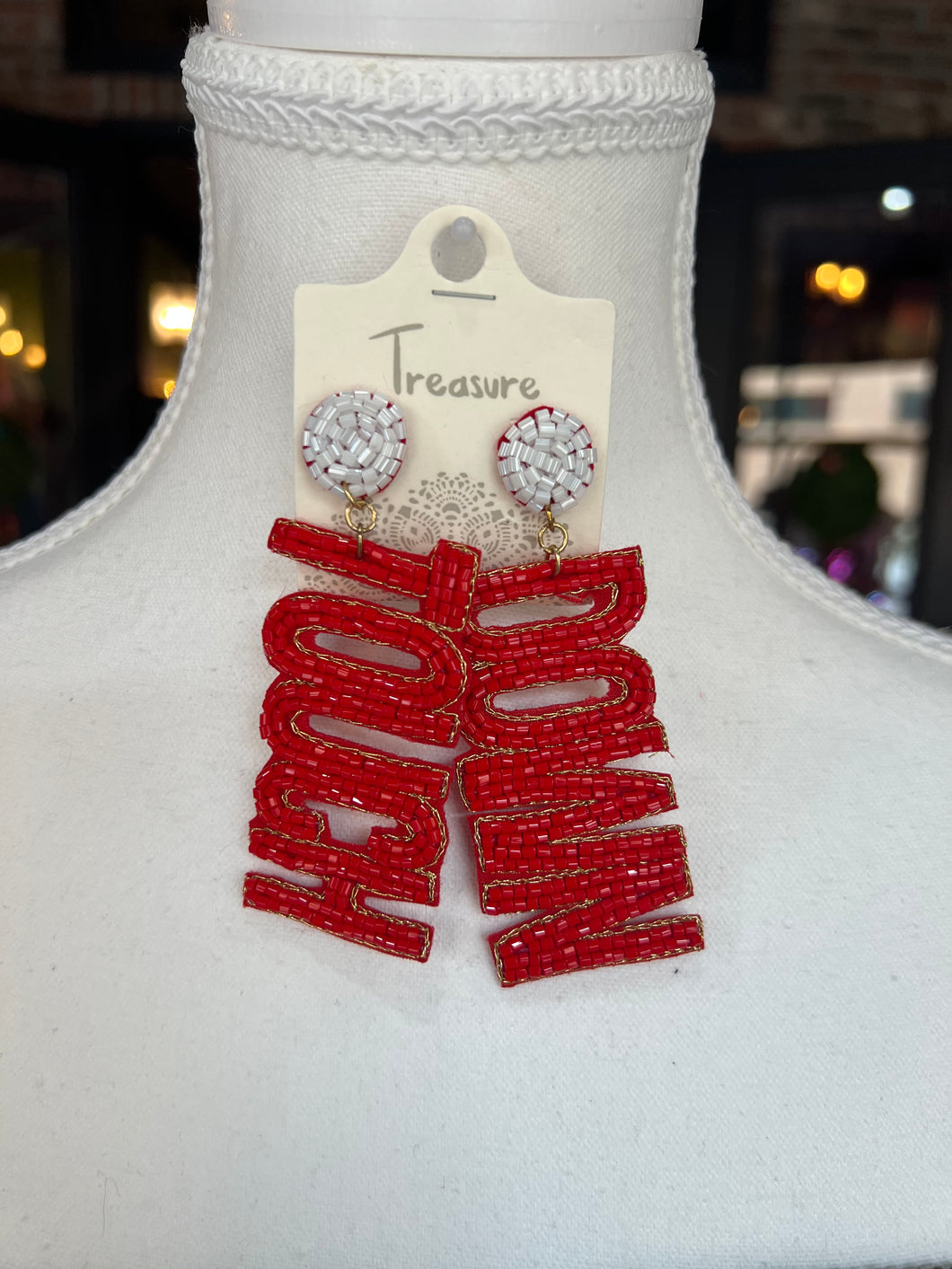 Red touch down earrings