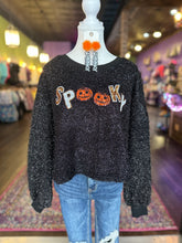 Load image into Gallery viewer, Black Spooky sequin embroidered knit top
